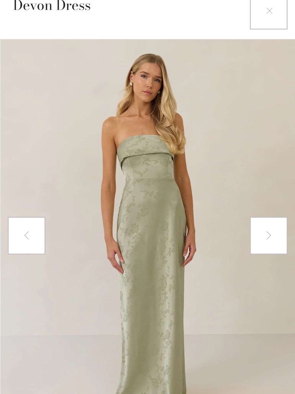 Park & Fifth Strapless Maxi Dress in Sage Green